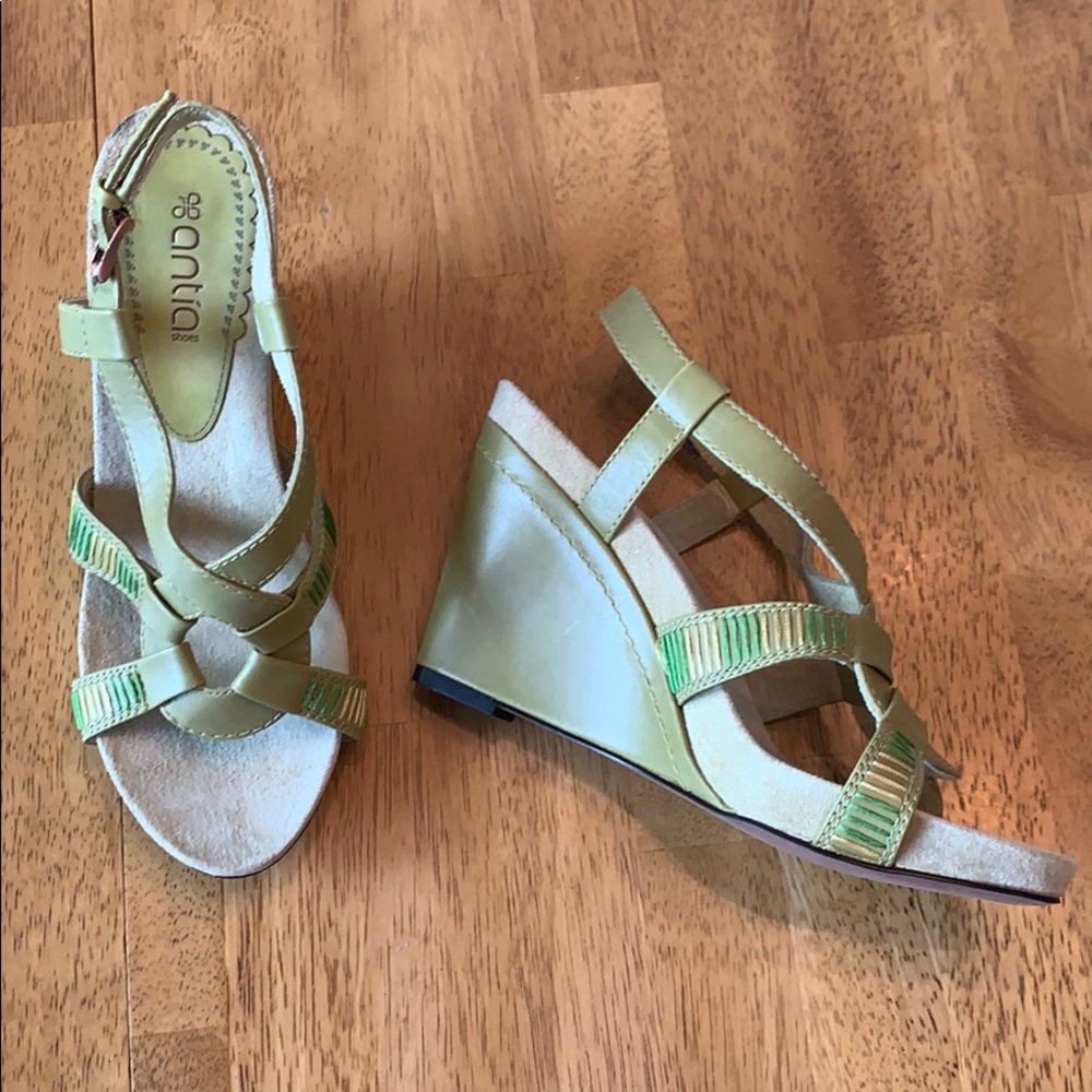 ANTIA Leather Wedge Heel Sandals, 7